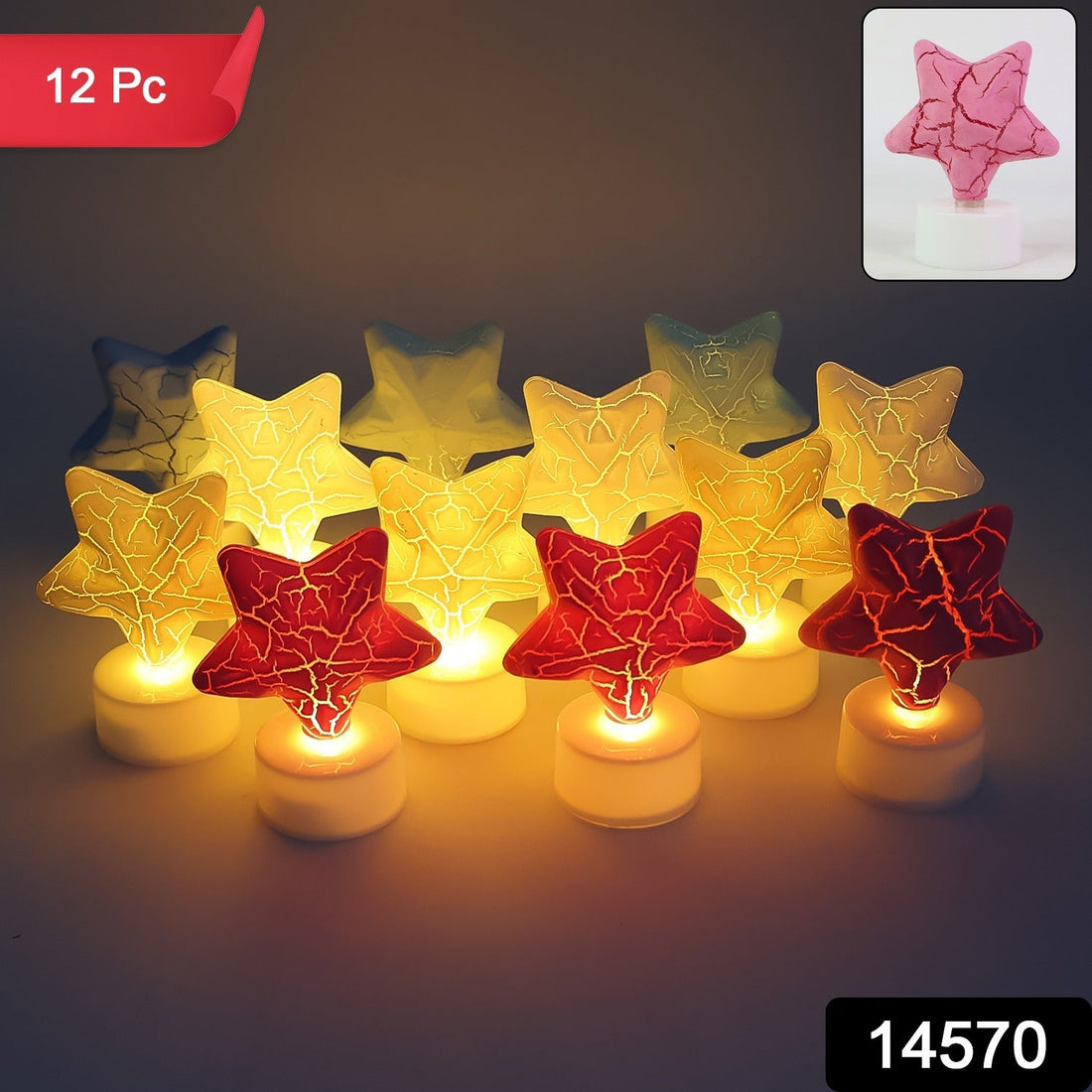 Star Shape Decorative LED Tealight Candles (12 Pc)