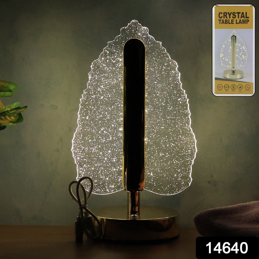 Premium LED Crystal Table Lamp with USB Power