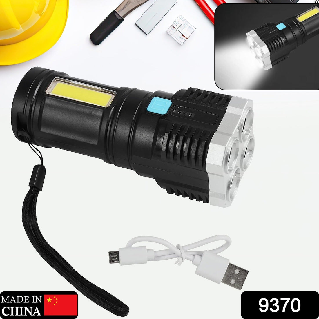 Strong LED torch light with long beam range and COB light for outdoor activities