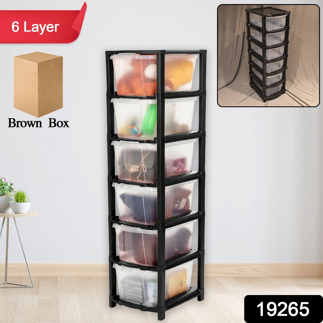 6-Layer Modular Plastic Drawer Storage Cabinet