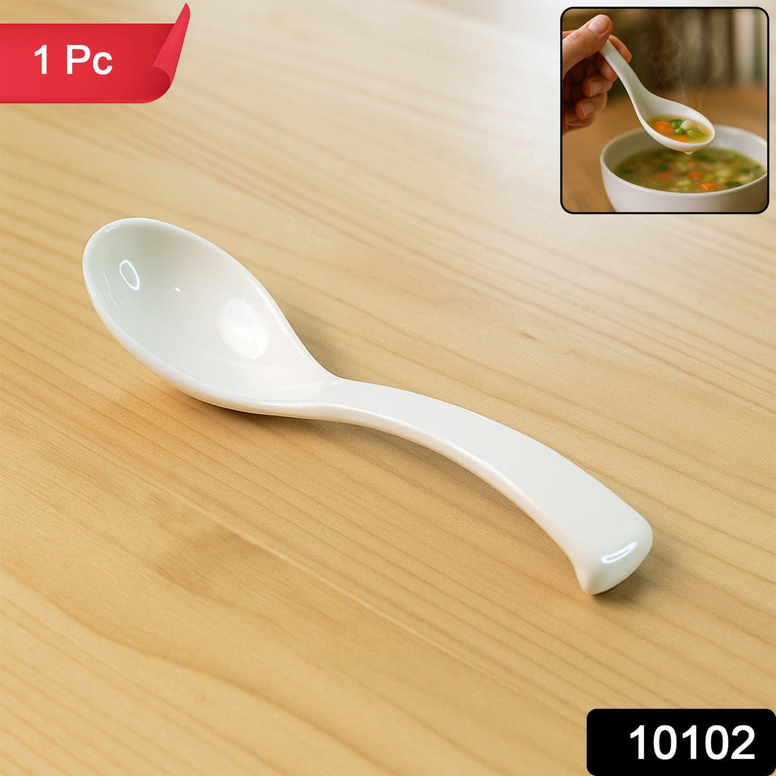 Plastic Soup Spoon – Deep Bowl (1 Pc / White)