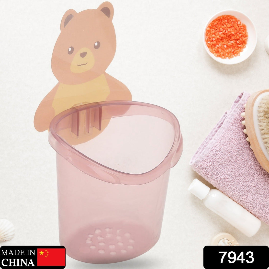 Self-adhesive teddy bear bathroom holder