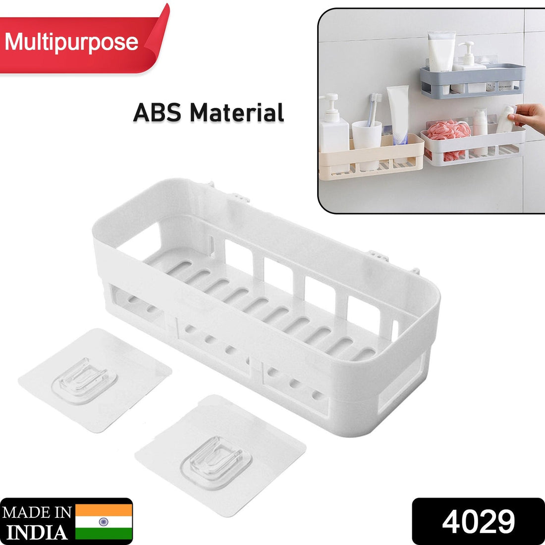 Shower corner shelf with suction cup, ABS plastic