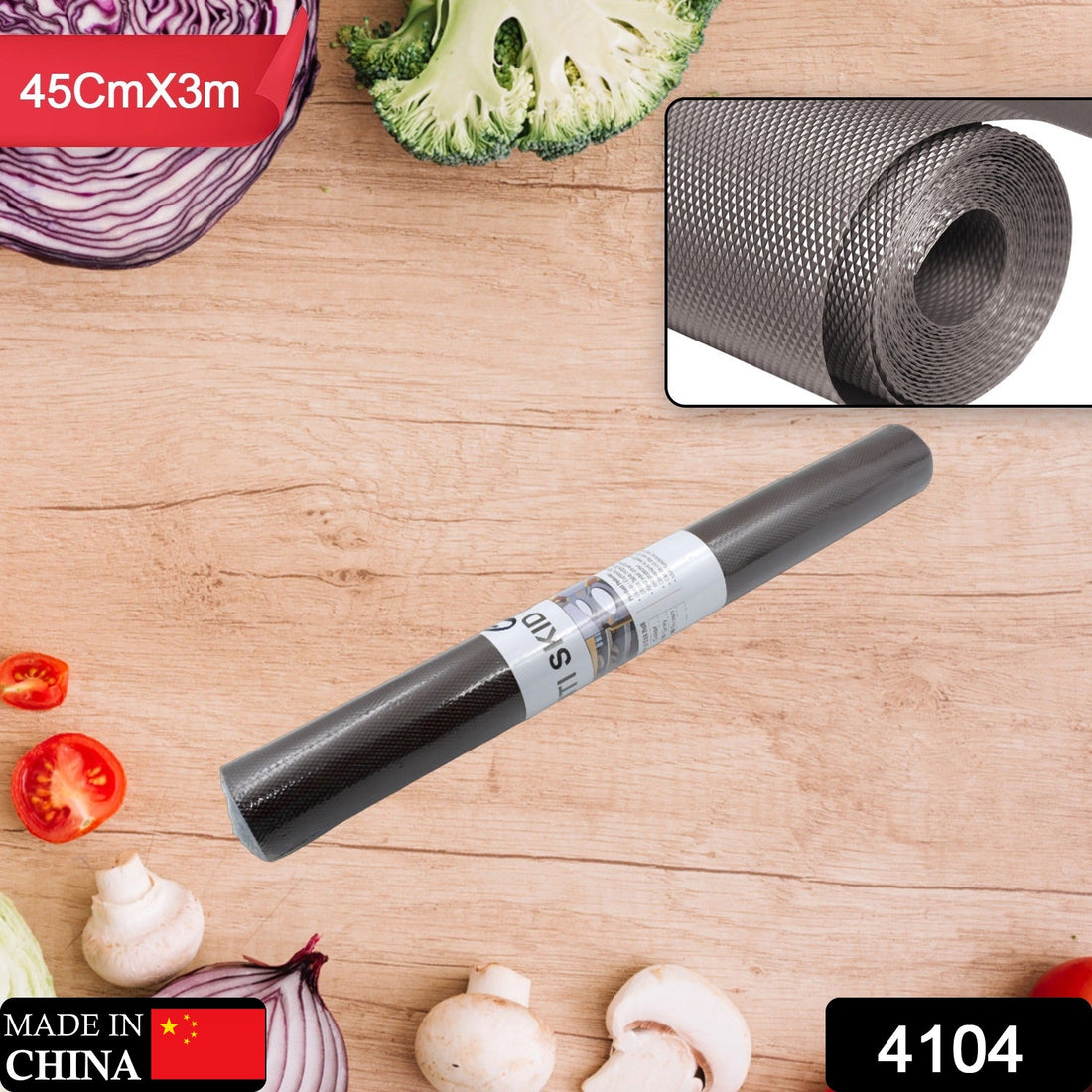 Anti-slip mat liner roll for kitchen and bathroom use, also for fridge and shelves.