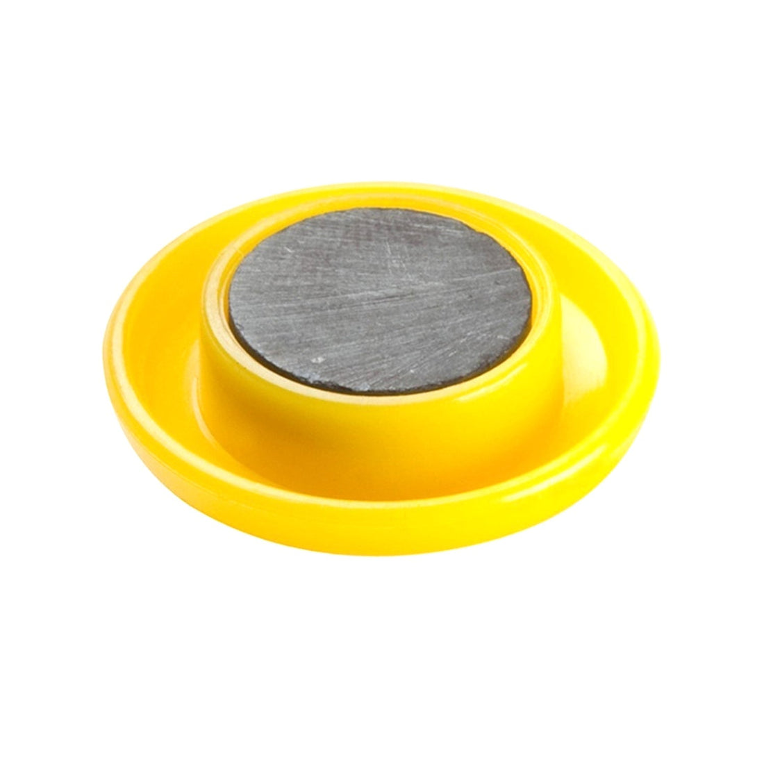 Circular plastic magnets, close-up.