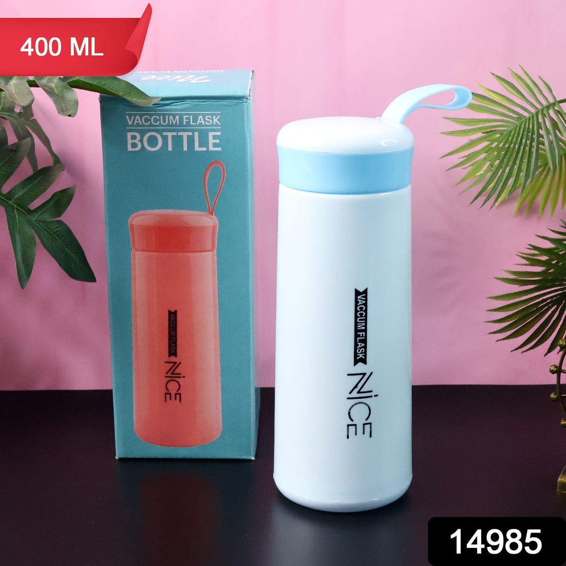 Plastic Vacuum Flask Bottle - (Color Blue / 1 Pc / 400ML)