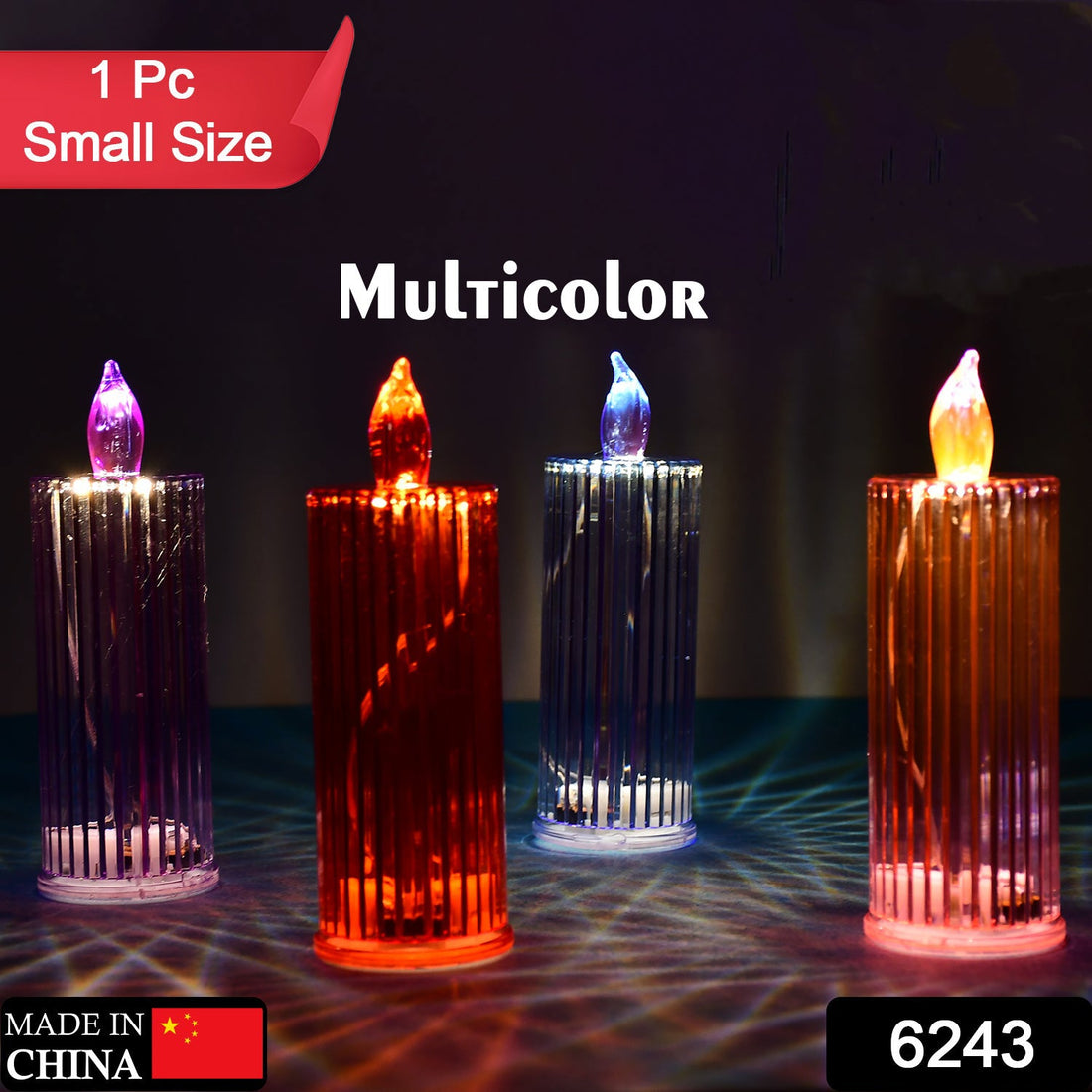 Big Simple Candles for Home Decoration, Crystal Candle Lights, Diwali (Multicolor)