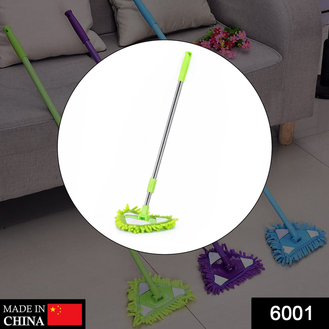 an adjustable mop head with stainless steel for efficient floor cleaning.