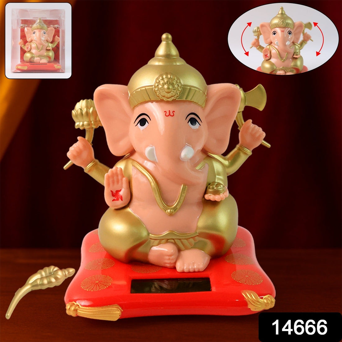 Solar-Powered Dancing Ganesha Idol – Decorative Lord Ganpati Showpiece with Movement