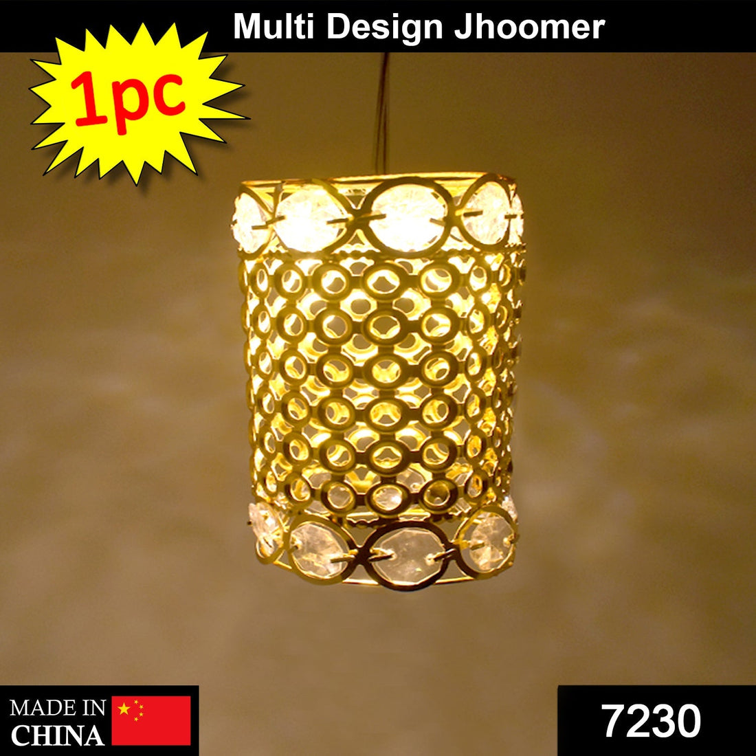 Diamond jhoomer with varied 2-line design.