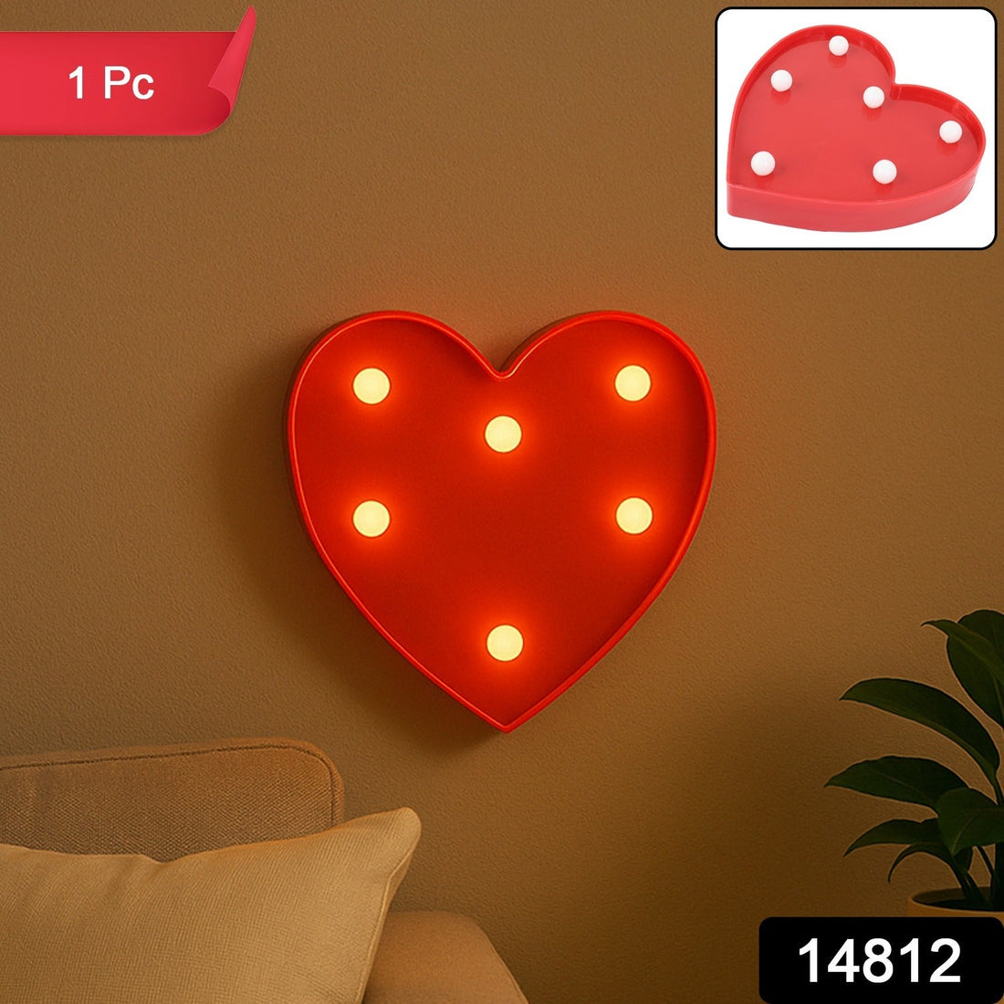 Heart Shape LED Decorative Night Light (1 Pc)