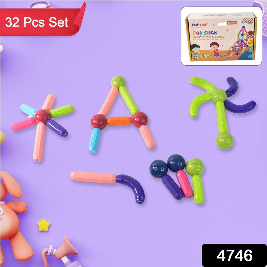 Magnetic Sticks Building Blocks Learning Toy for Kids (32 Pc)