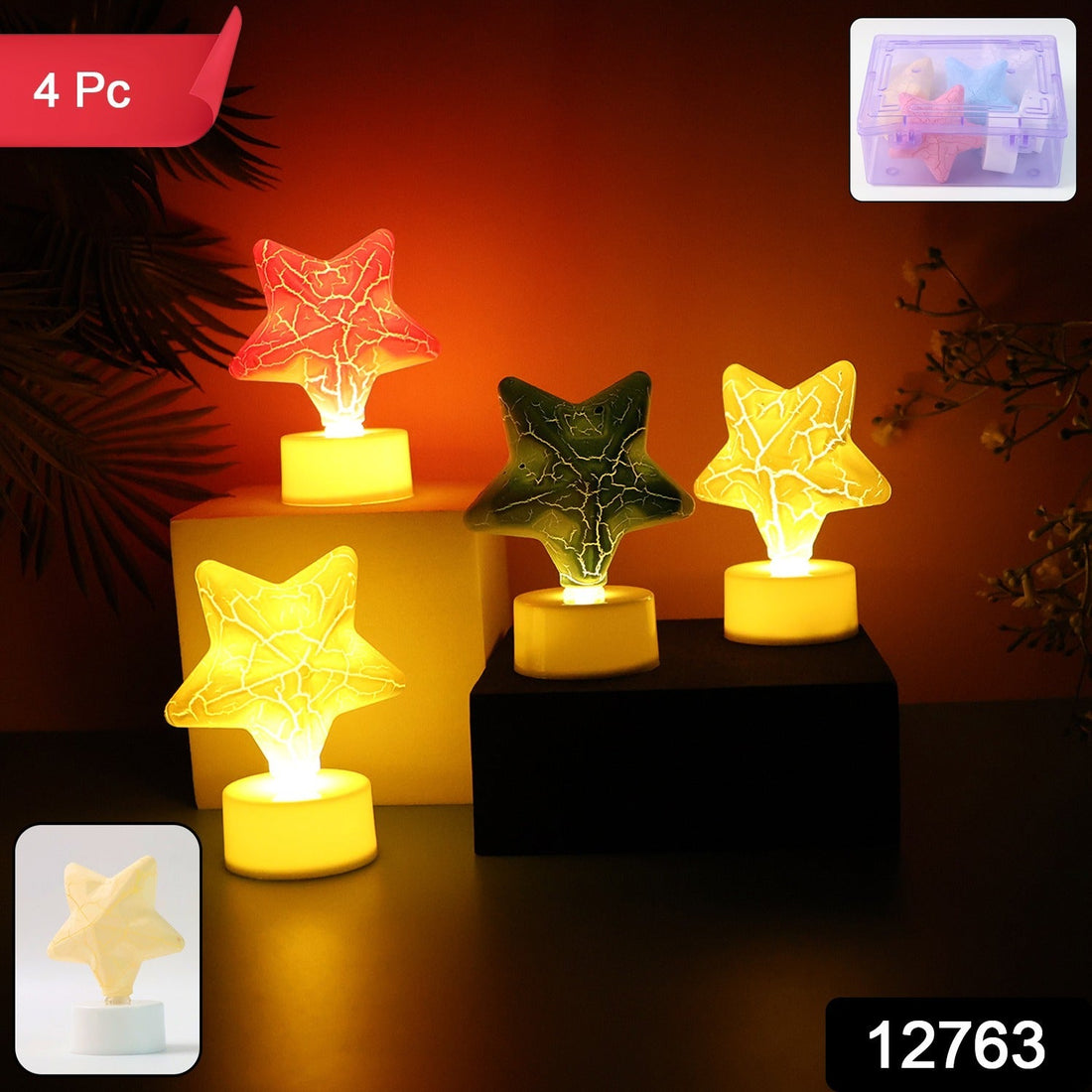 Star Shape Decorative LED Tealight Candles (4 Pc)