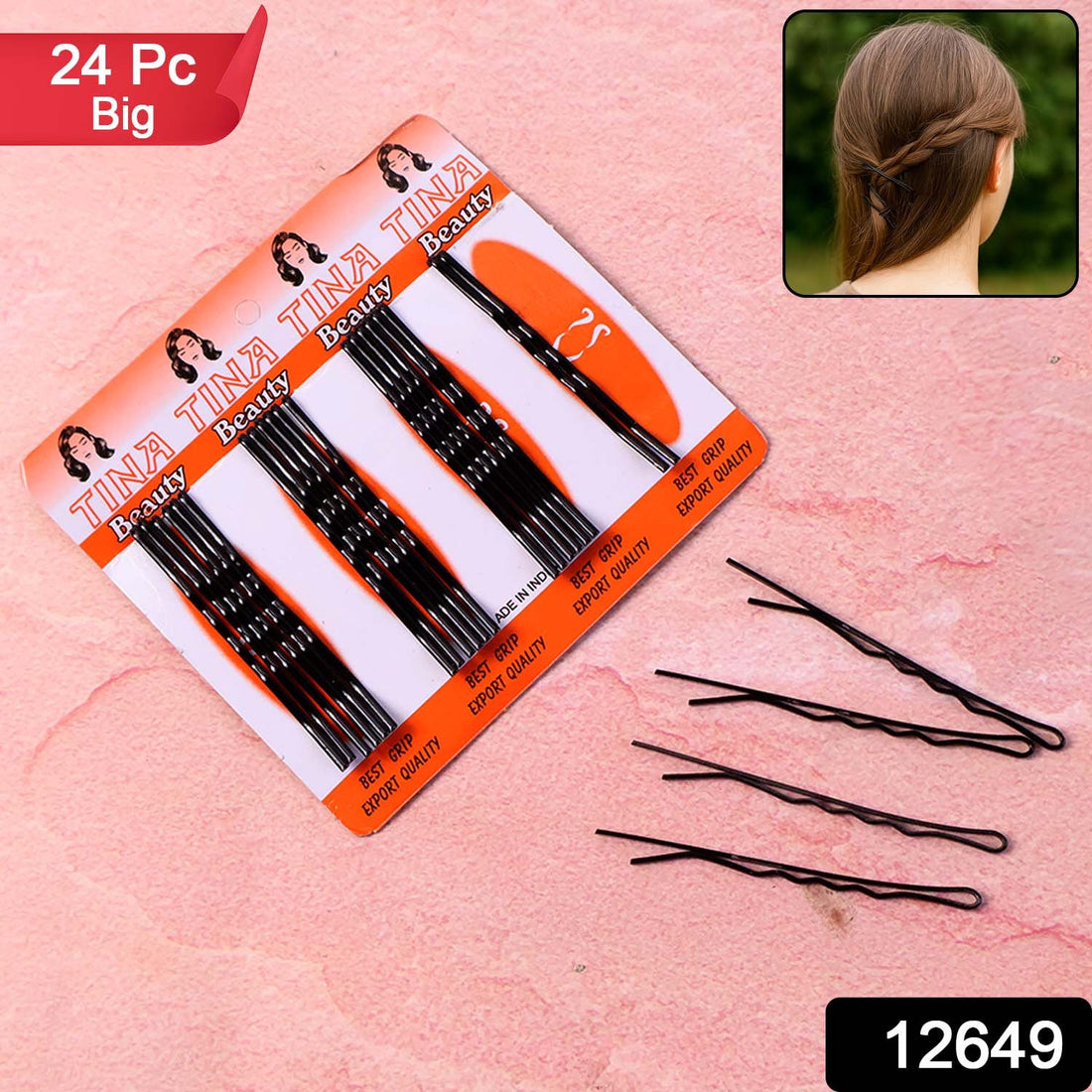 Big Black Hair Bobby Pins (24 Pc)