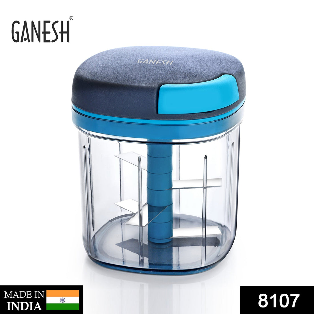 Ganesh Master Chopper with 5 stainless steel blades, XL large jumbo chopper, various angles.
