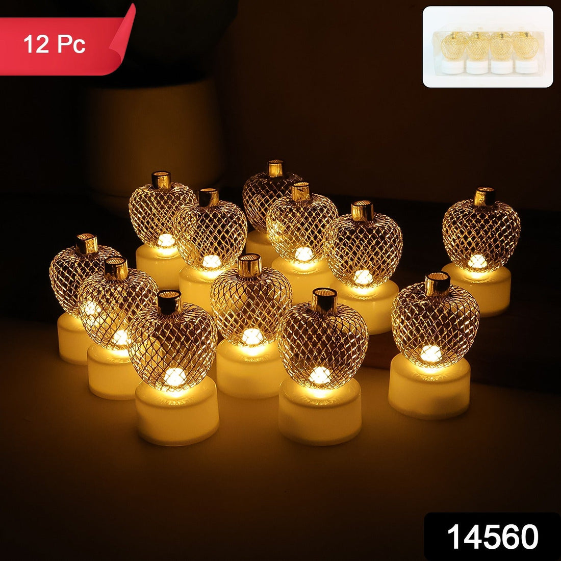 Decorative Apple Shape LED Tealight Candles (12 Pc)