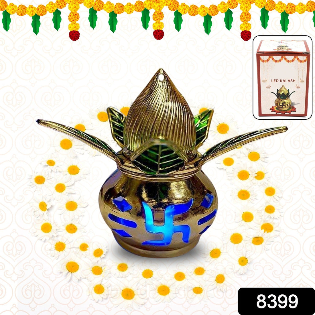 Gold Plated Eco Friendly LED Kalash  for Pooja Mandir