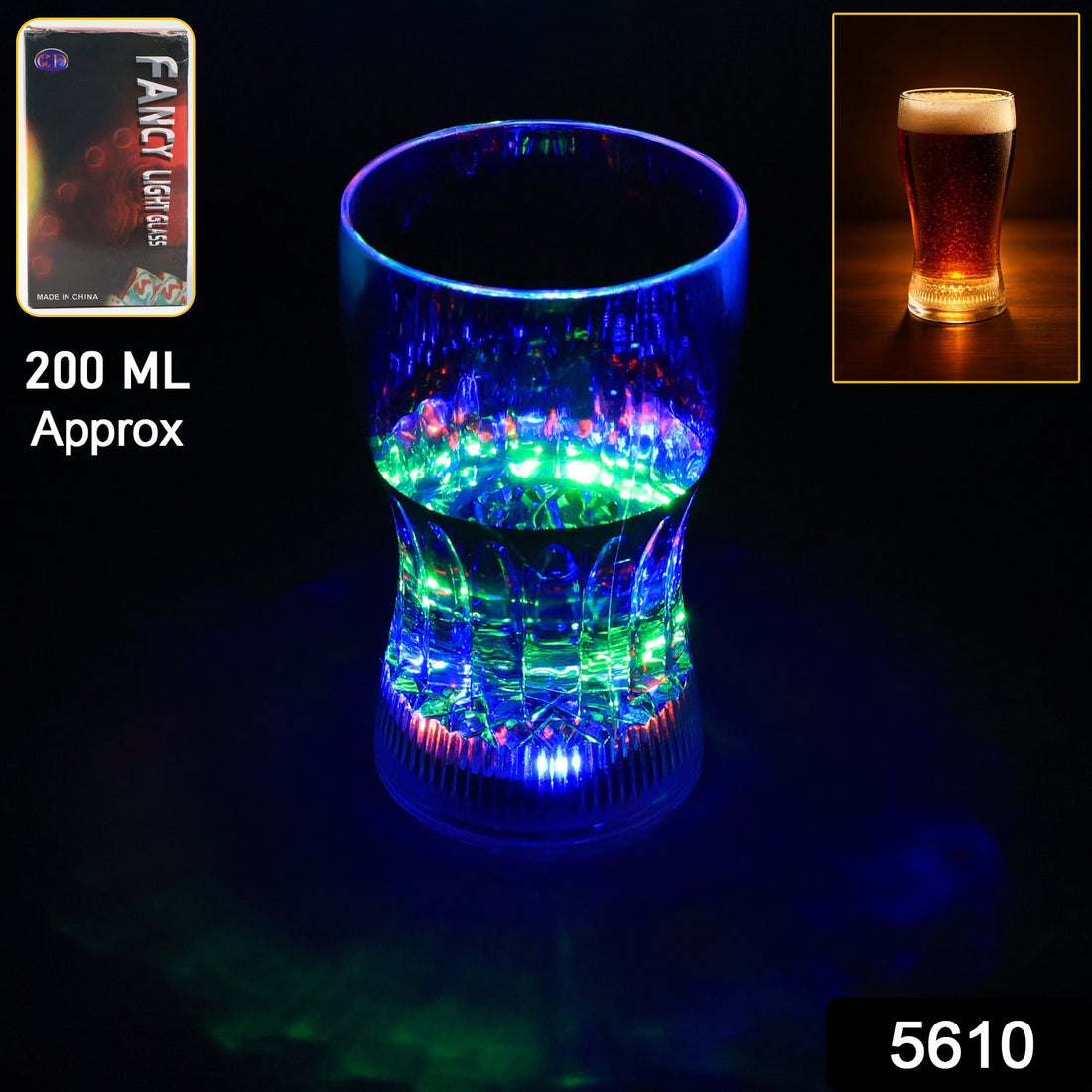 Plastic Fancy LED Light Glass 200 ML (1 Pc)