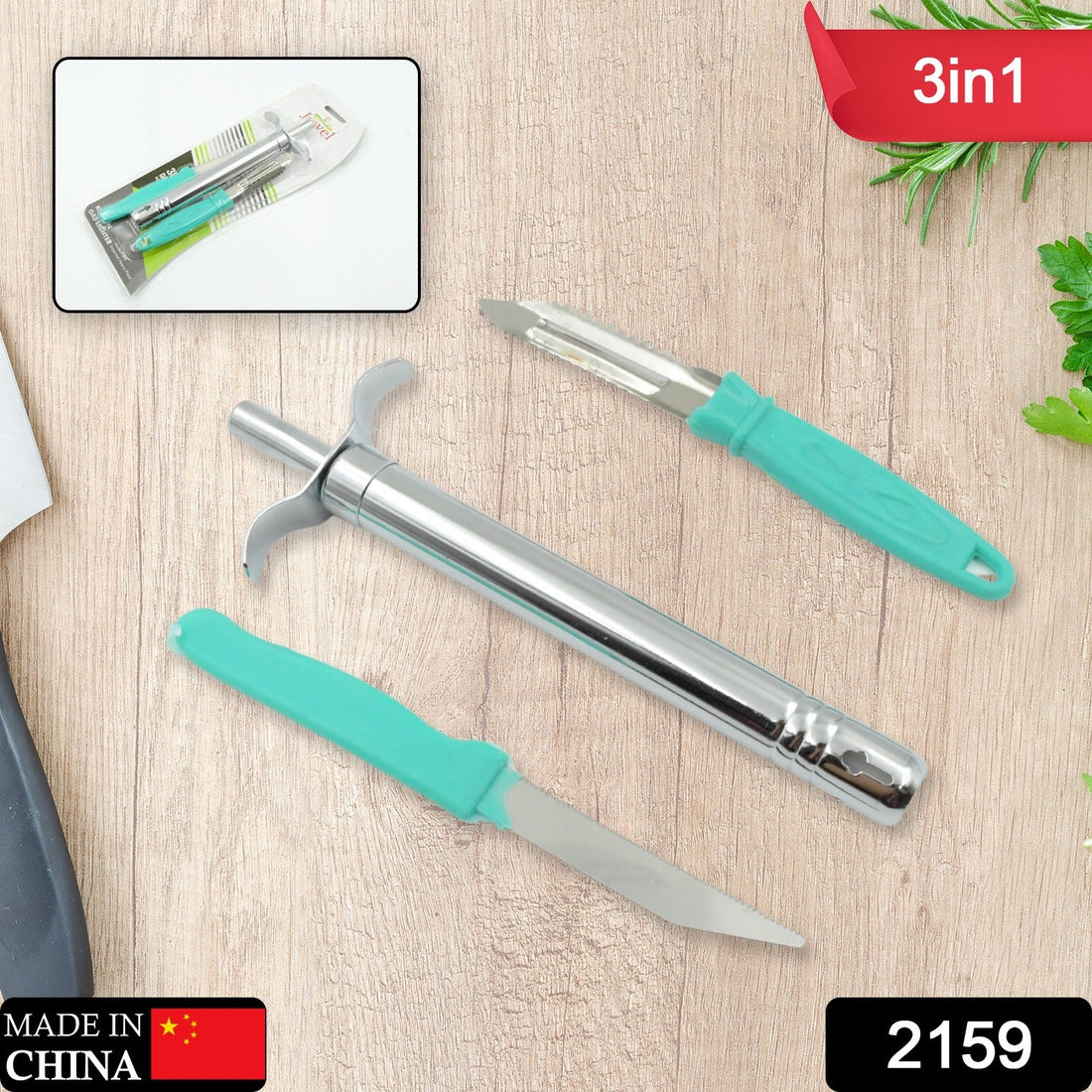 Kitchen combo set with lighter, knife, and peeler