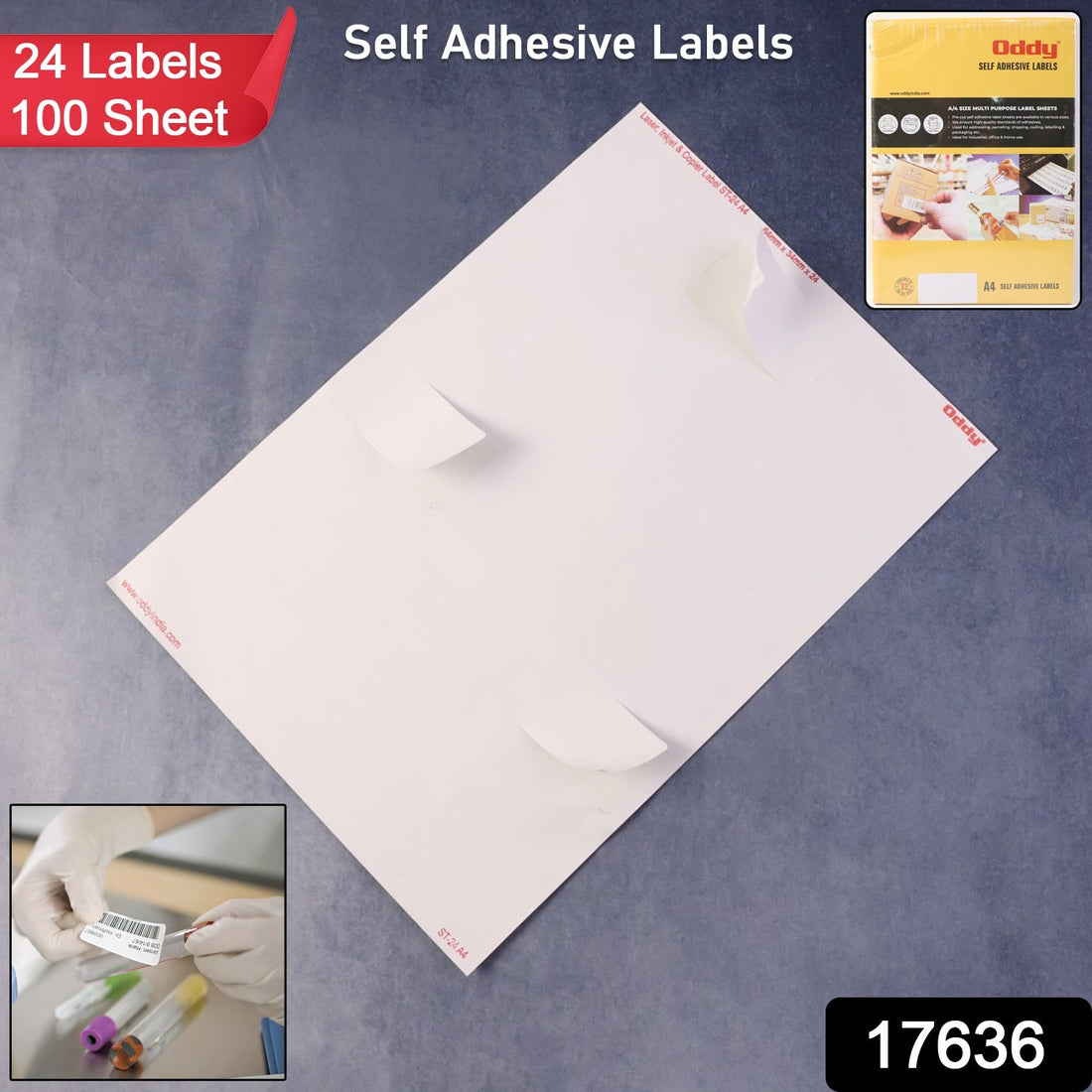 Oddy Self-Adhesive Labels – A4 Sheets, 24-Up per Sheet (100 Sheets, 2400 Labels)