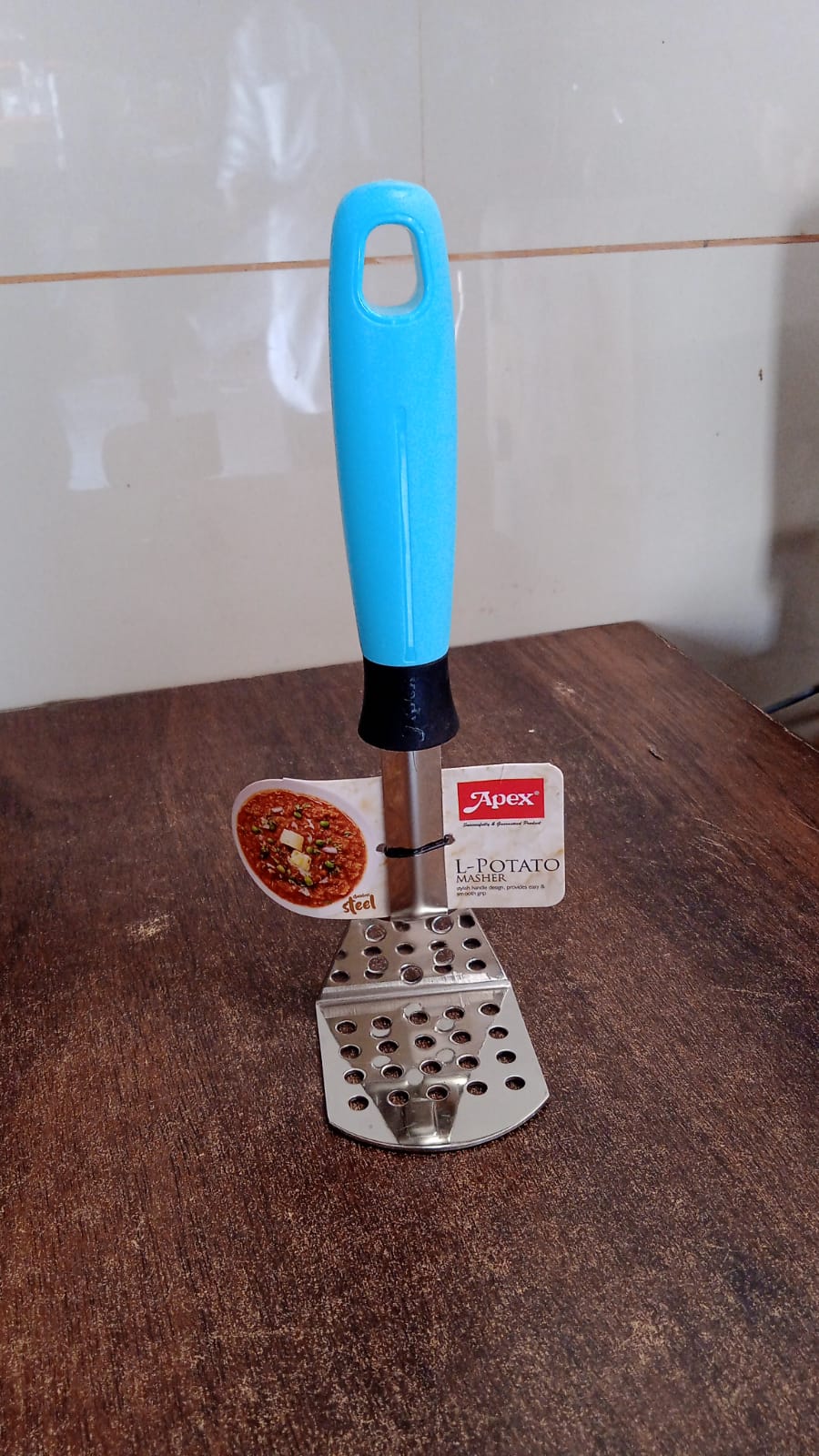 Apex L-Handle Stainless Steel Potato Masher Ergonomic Grip (1 Pc)