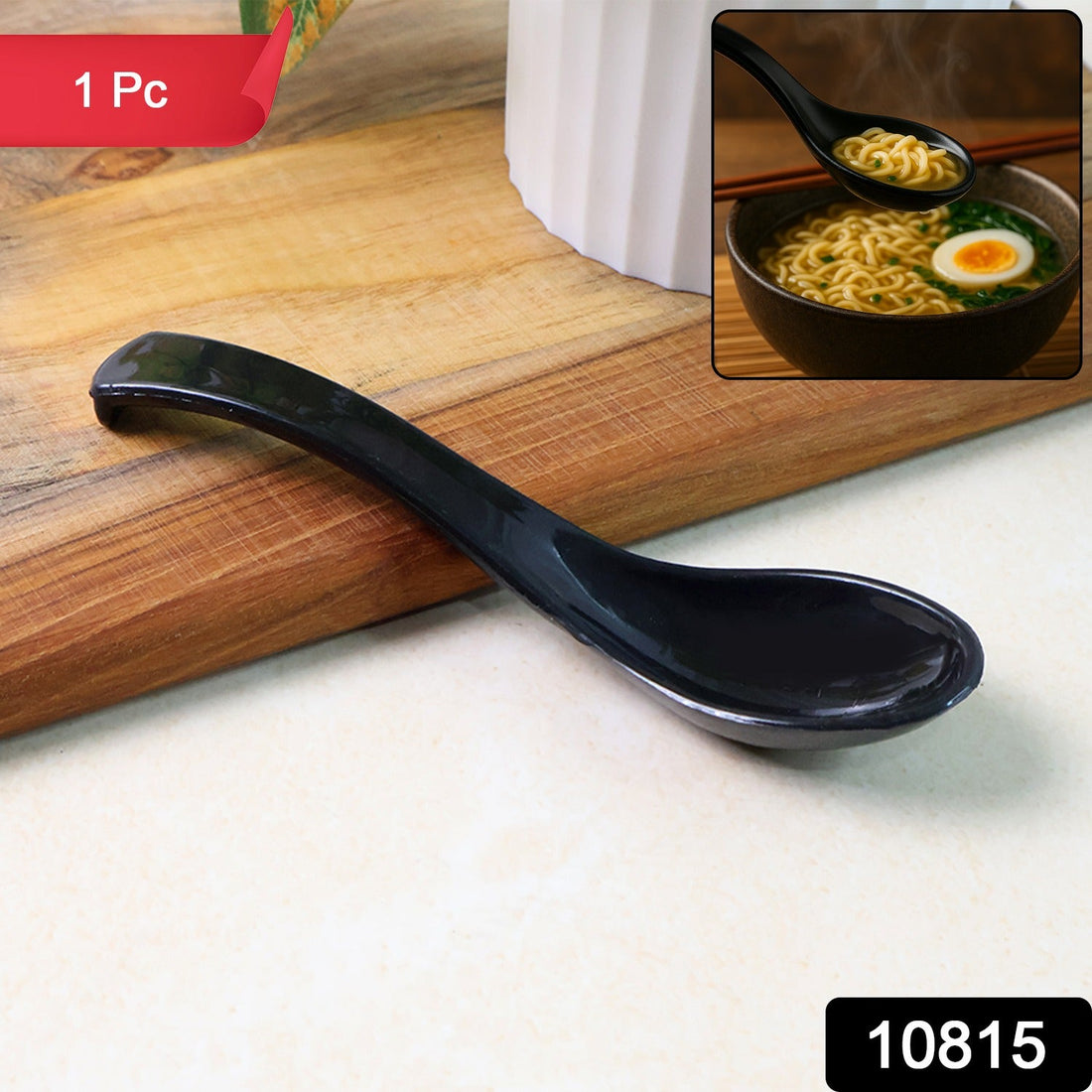 Plastic Soup Spoon – Deep Bowl (1 Pc / Black)