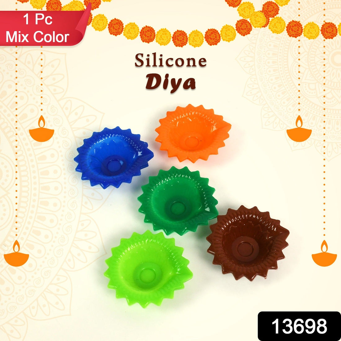 Silicone Diya for Diwali Attractive Design Colourful Diya Combo, Diwali (Mix Design /1 Pc)