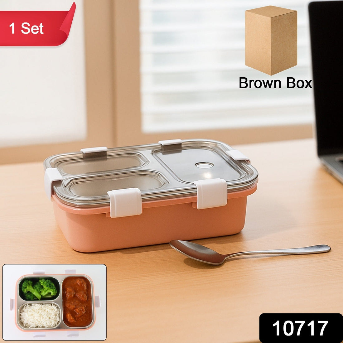 3-Compartment Lunch Box - (1 Pc)