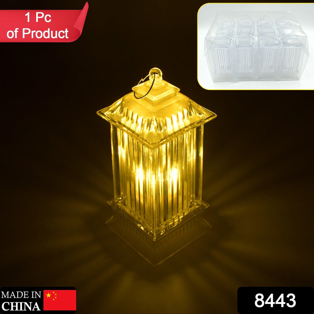 Lantern Shape Led Light Decorative LED Flickering Crystal Candle Light for Holiday Party, crylic Crystal Table Lamp Crystal Table Lamp Atmosphere Lamp Bedroom, Diwali (MOQ :- 12pc)