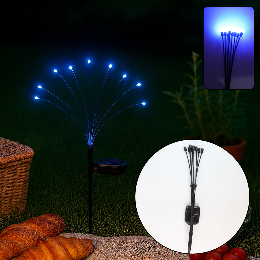 Solar LED Fiber Optic Garden Light - (1 Pc / Mix LED LIght)