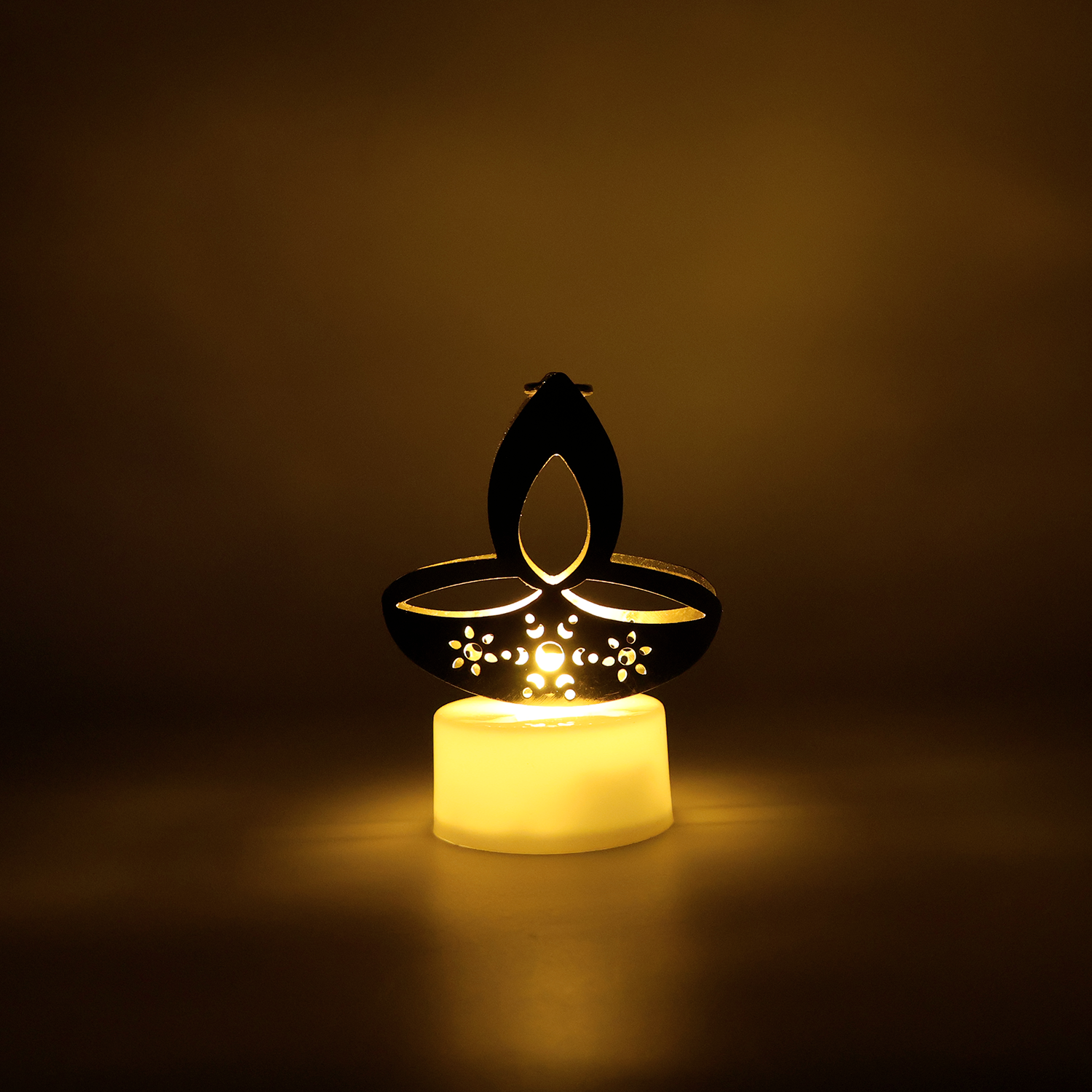 Golden Diya Shaped LED Tealight Candles (6 Pc)