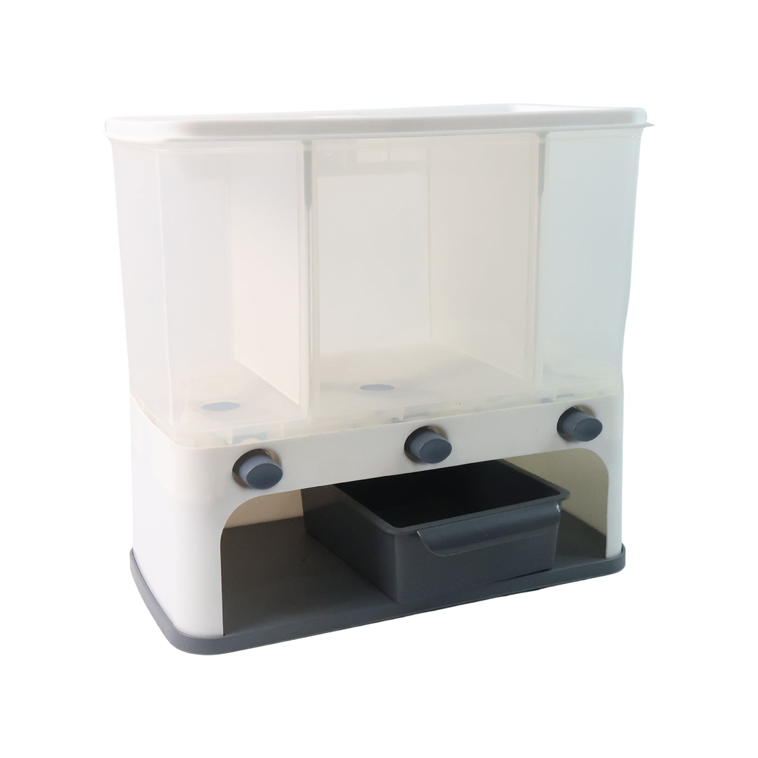 Easy Flow Cereal Dispenser for Kitchen 3 in 1 Push Button Wall Mount Container