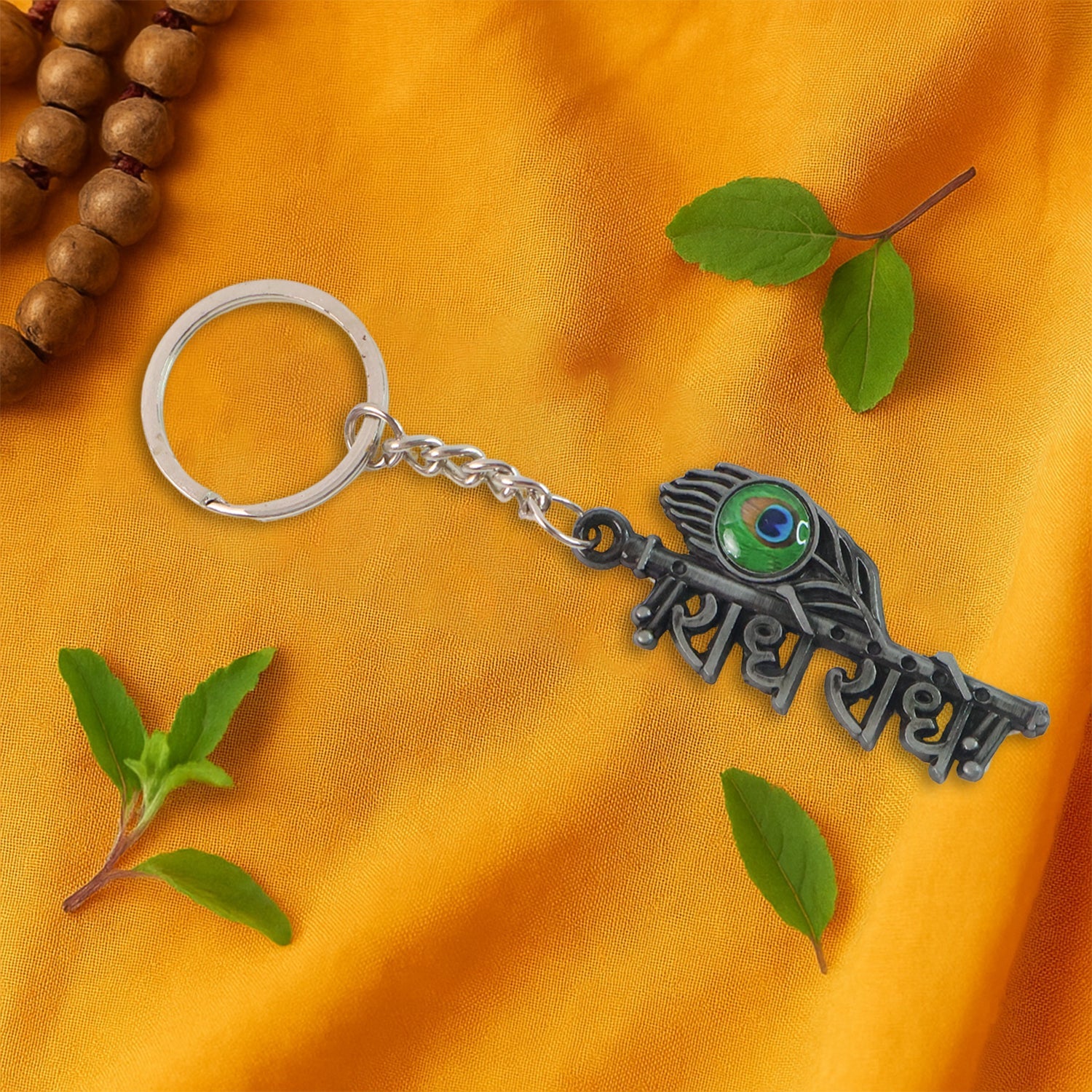 Stylish Radha Krishna “Radhe Radhe” Metal Keychain (1 Pc)