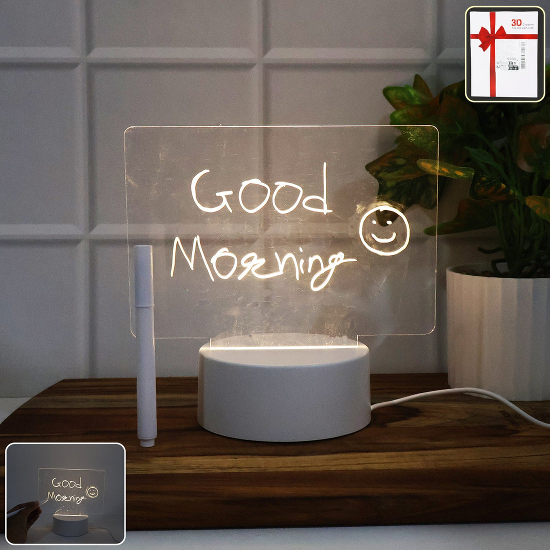 LED Acrylic Writing Message Board Night Lamp with Marker Pen