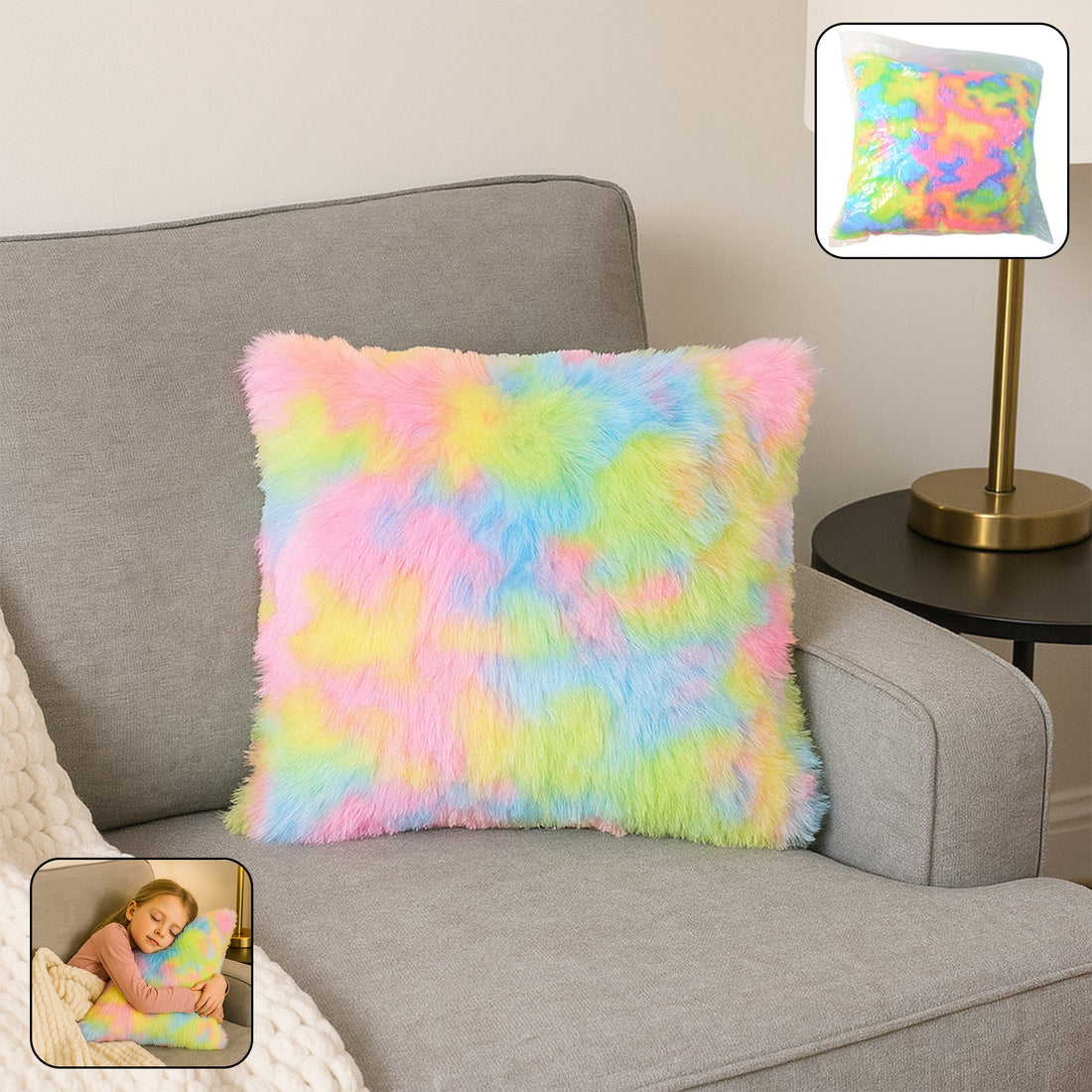 Soft Plush Multicolor Rainbow Cushion Pillow (1 Pc)