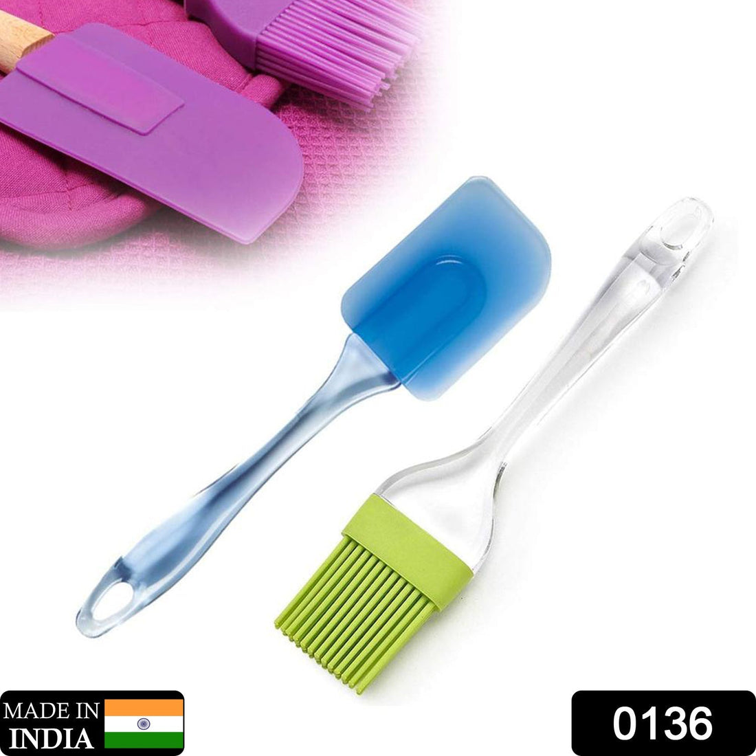 Spatula and pastry brush set for cake decorating.