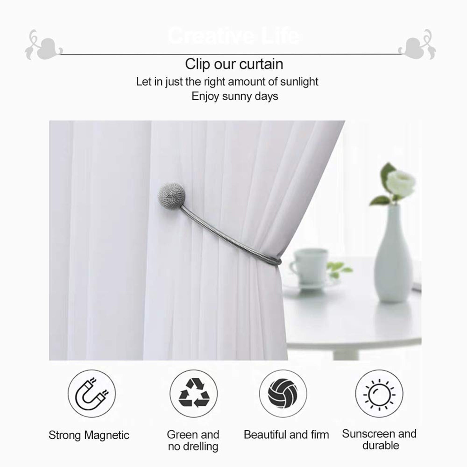 Magnetic Curtain Tiebacks - (2 Pc / Set)