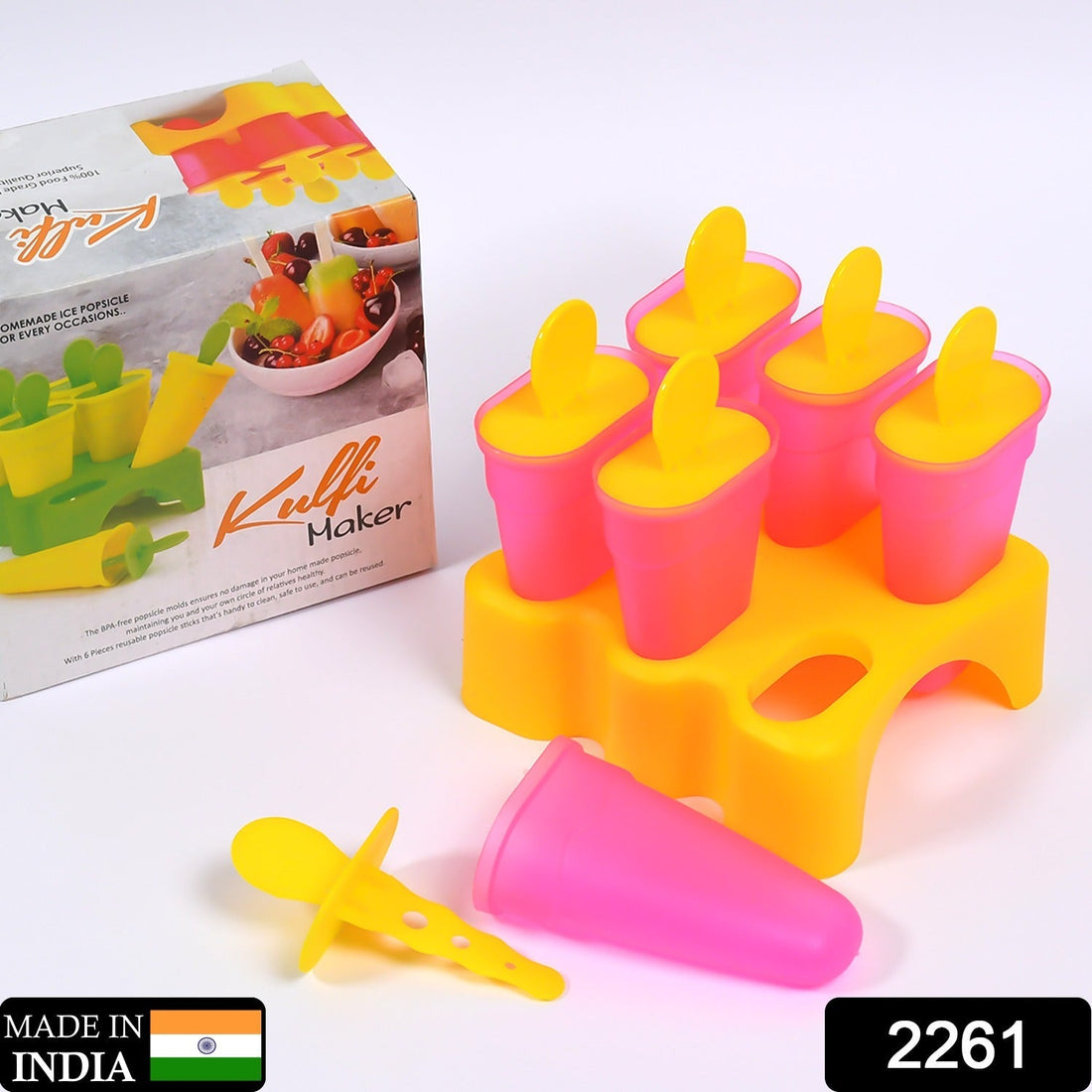 Plastic kulfi mould set with 6 pieces for homemade desserts