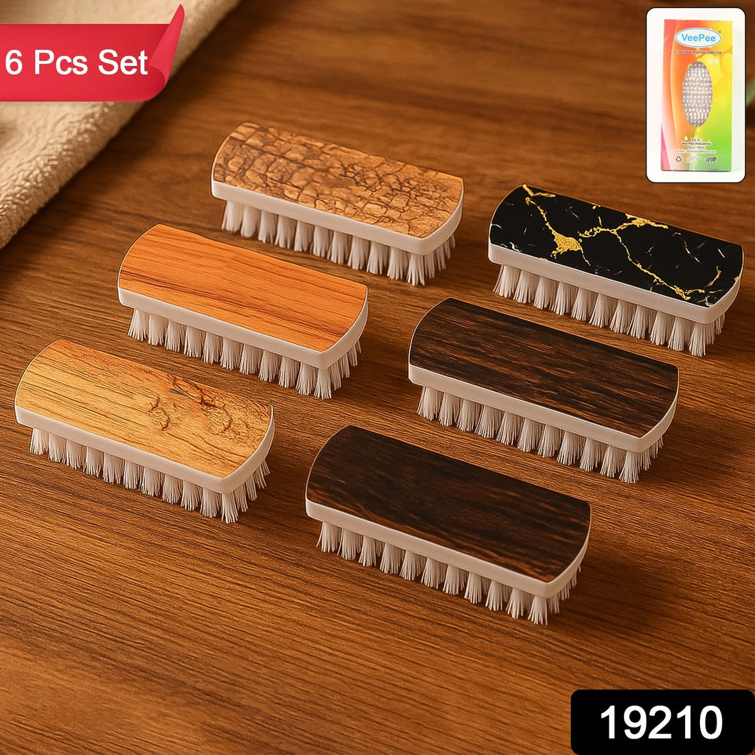 VeePee Heavy-Duty Cloth Washing Brush Set 6 Pcs