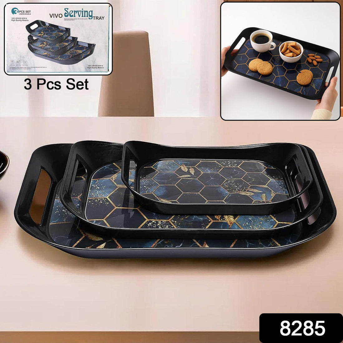 Premium Plastic Serving Tray Set