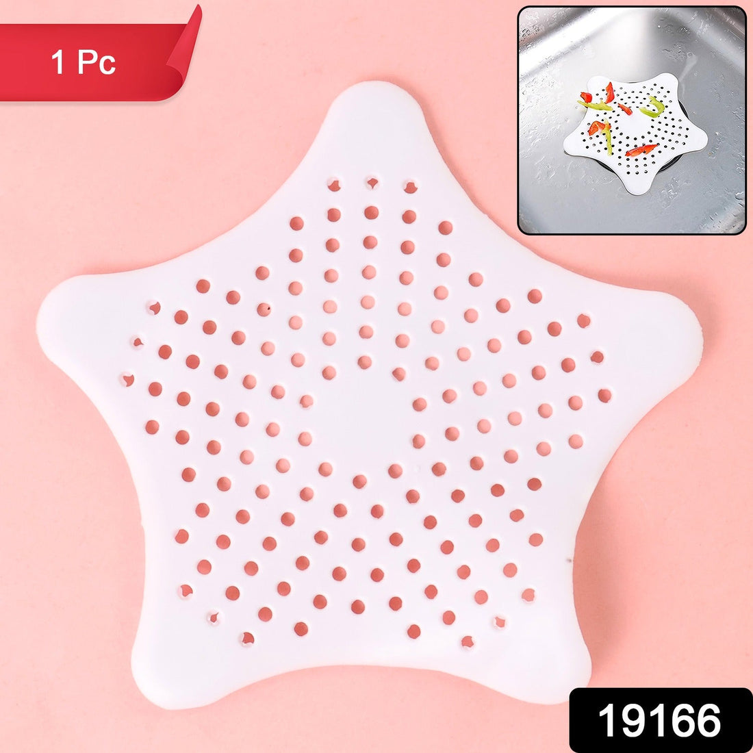White Star-Shaped Silicone Sink Hair Catcher & Drain Strainer
