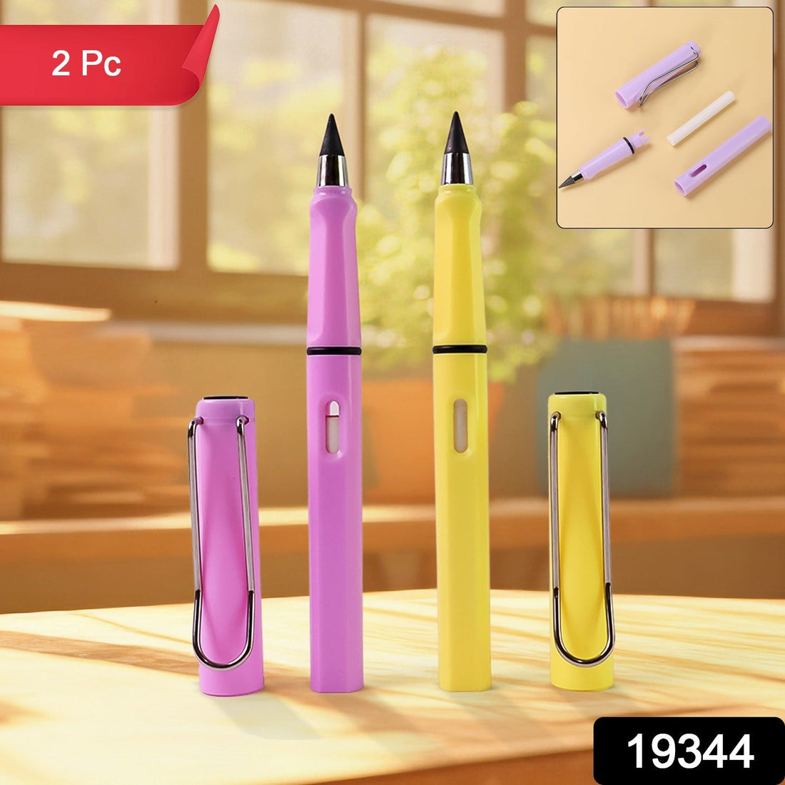 2In1 Everlasting Pencil Replaceable Head With Eraser (2 Pc / Mix Color)