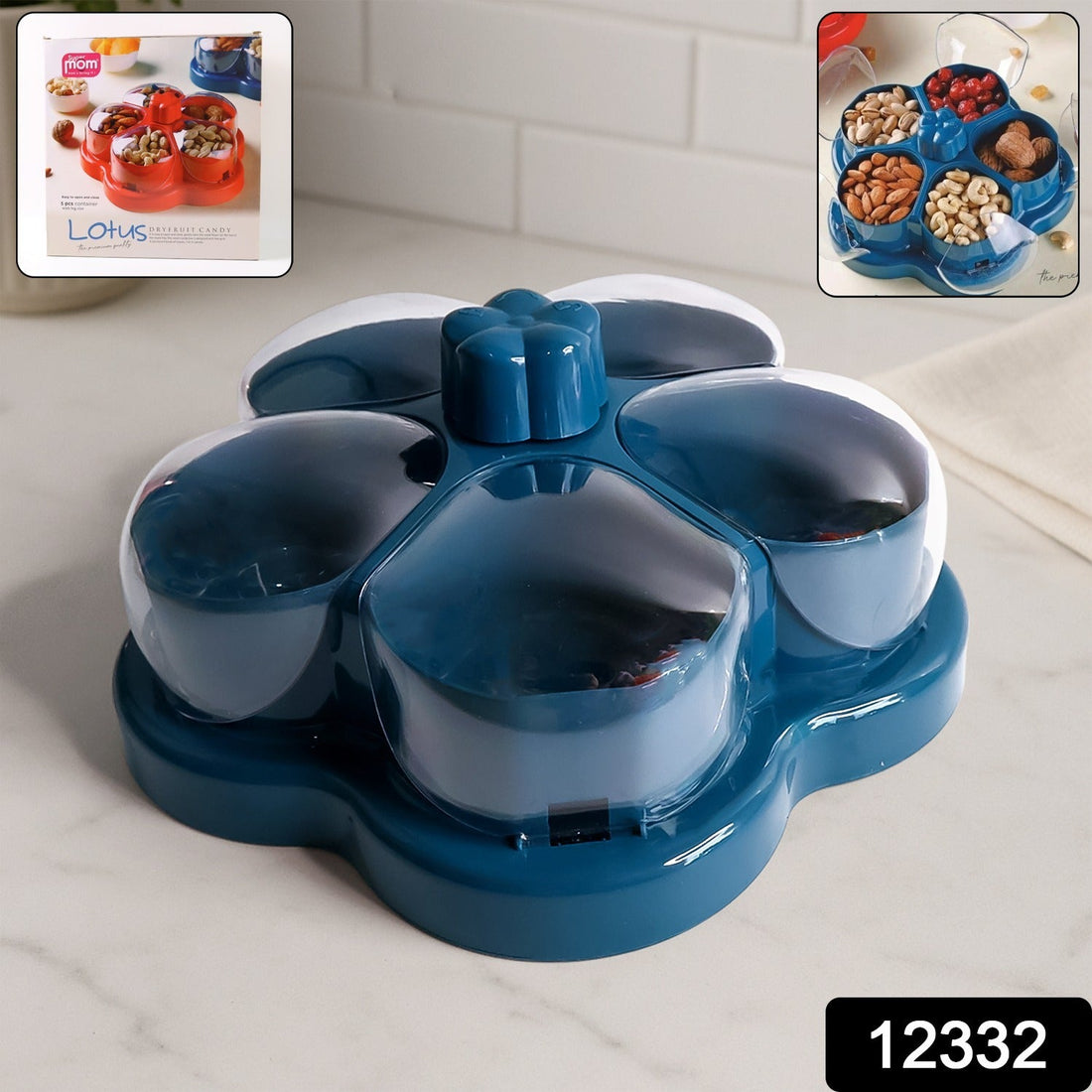 Supermom Lotus Shape Rotating Dry Fruit & Snack Organizer Box with Compartments (1 Pc)