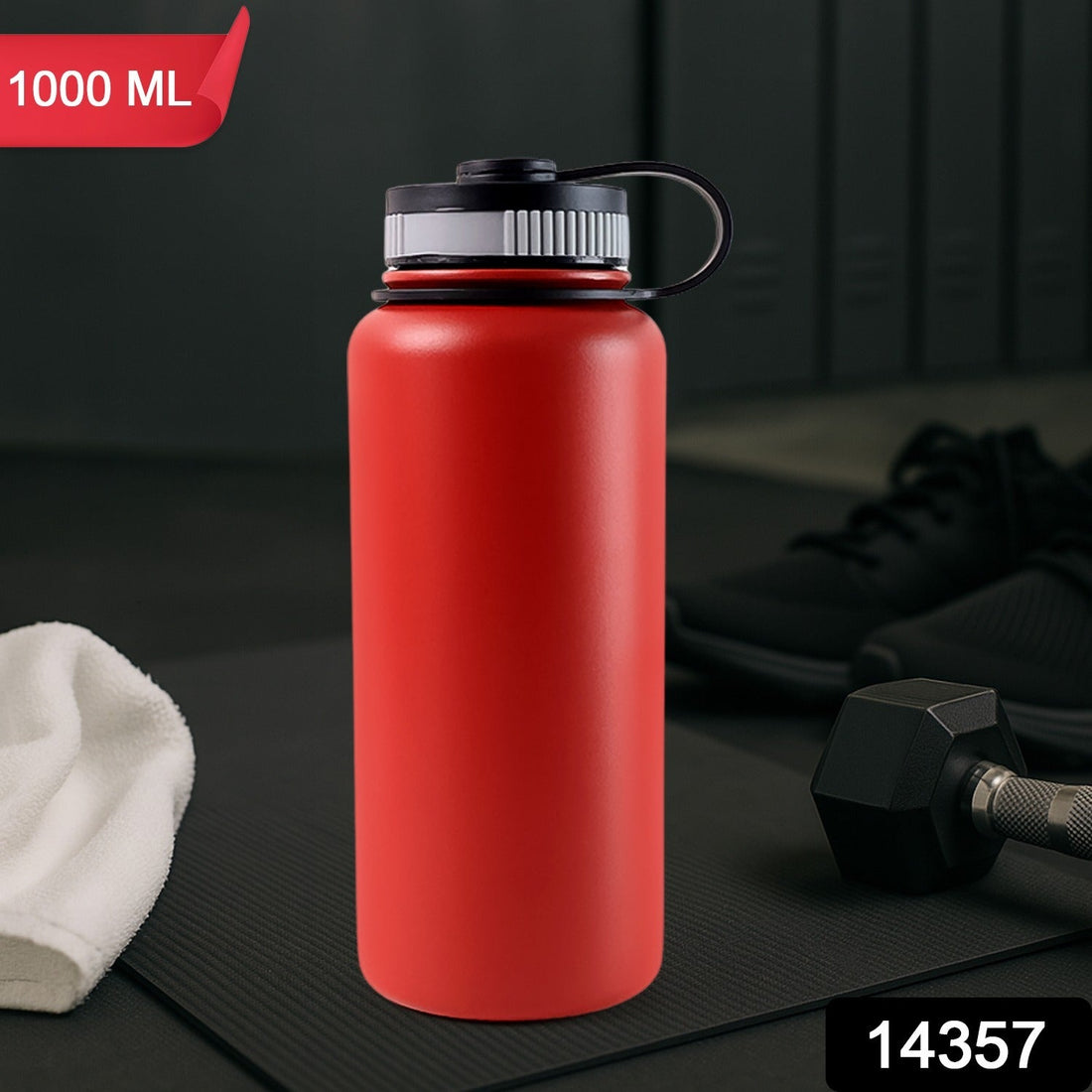 Red Stainless Steel Double Wall Vacuum-Insulated Drink Water Bottle (1000 ML)