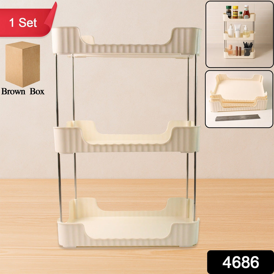3-Tier Multipurpose Storage Organizer Rack Shelf (1 Set)