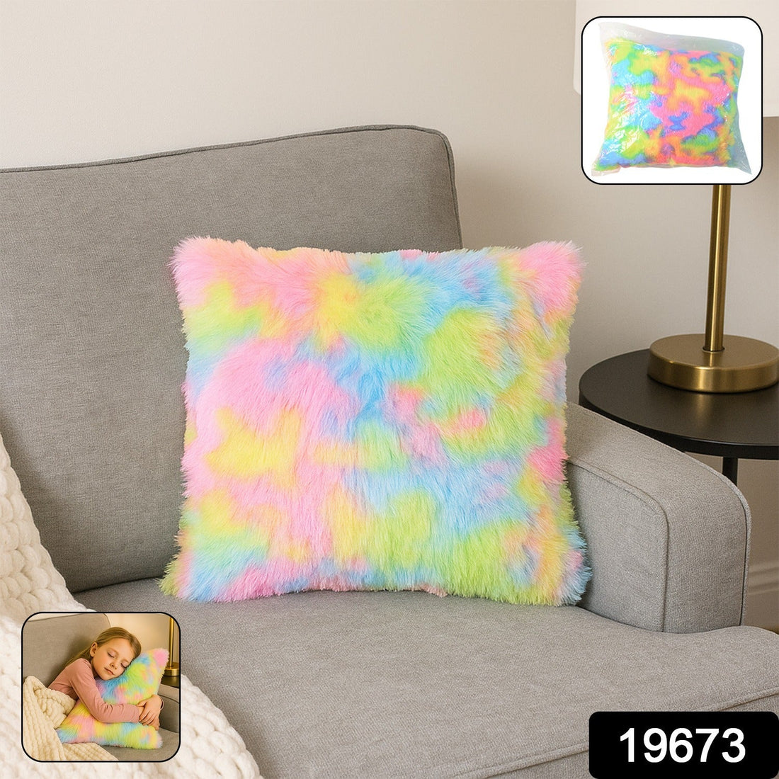 Soft Plush Multicolor Rainbow Cushion Pillow (1 Pc)