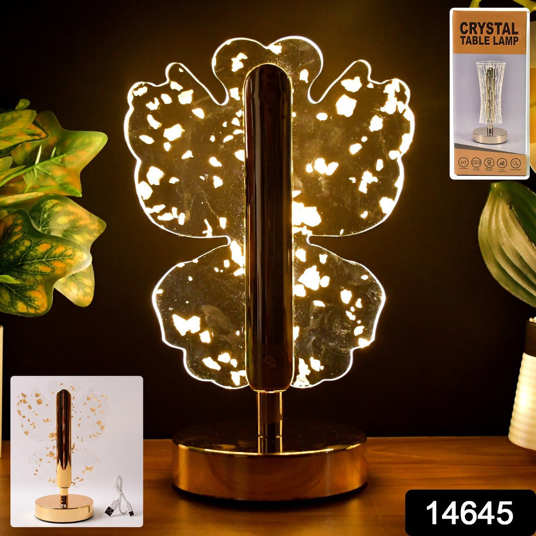 Luxury Golden Crystal LED Table Lamp (1 Pc)