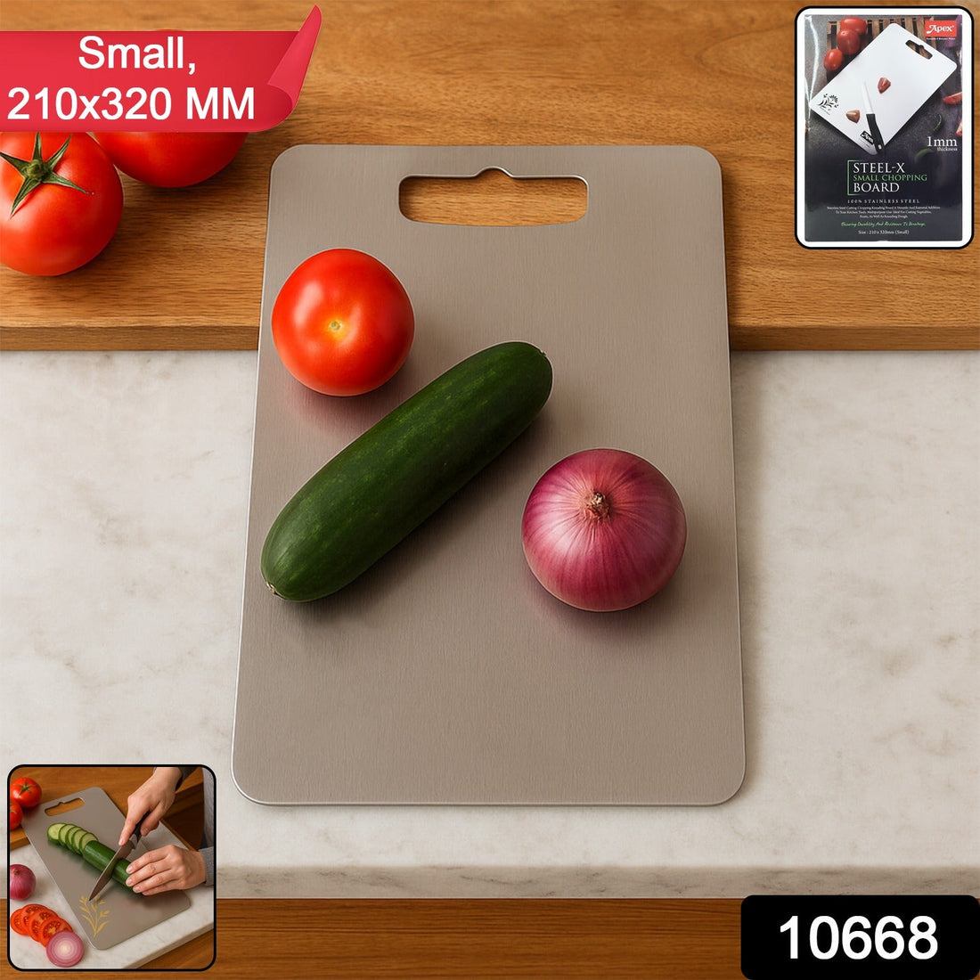 Apex Stainless Steel Multipurpose Small Chopping Cutting Board (210x320mm / 1 Pc)
