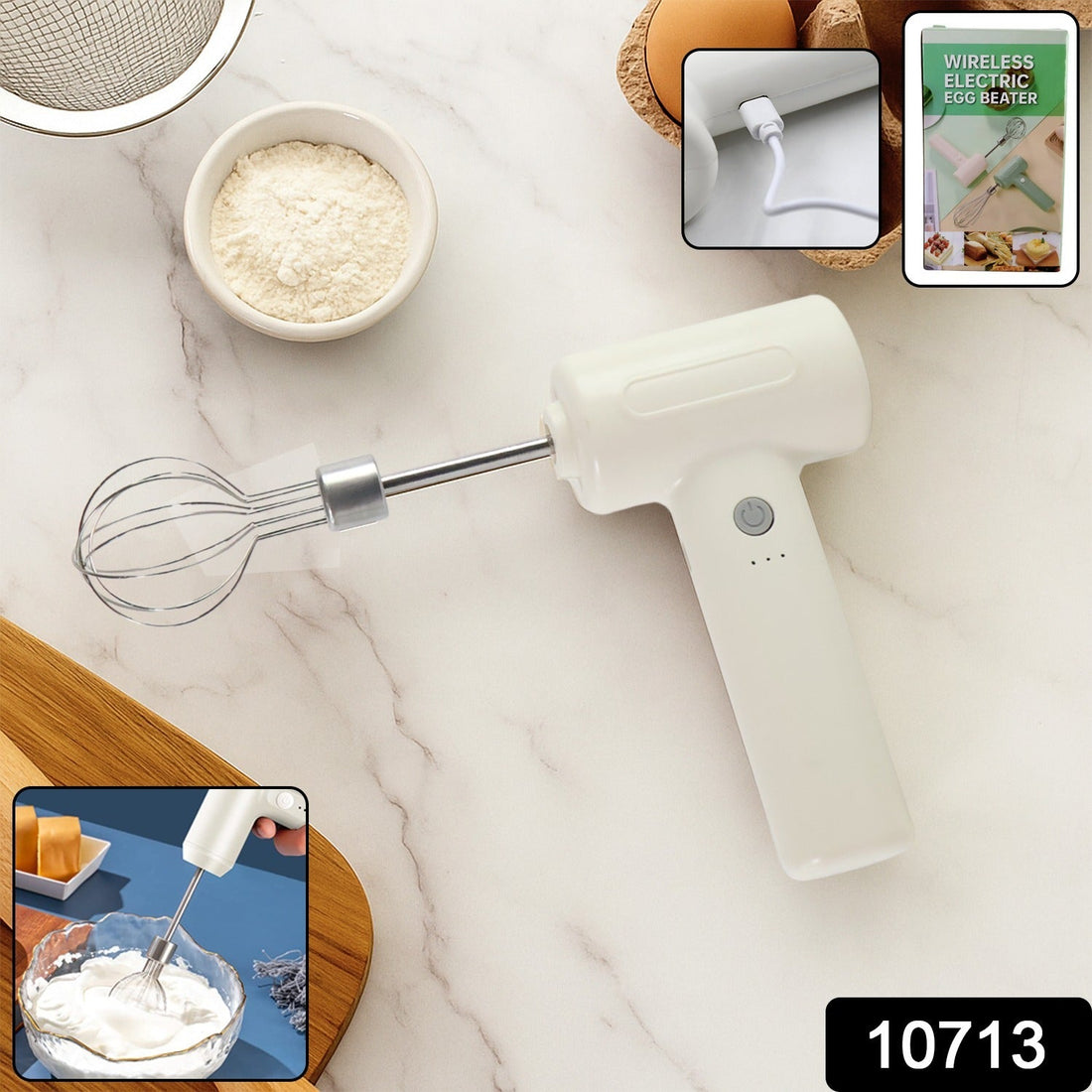 Cordless Electric Whisk & Egg Beater - (1 Pc)