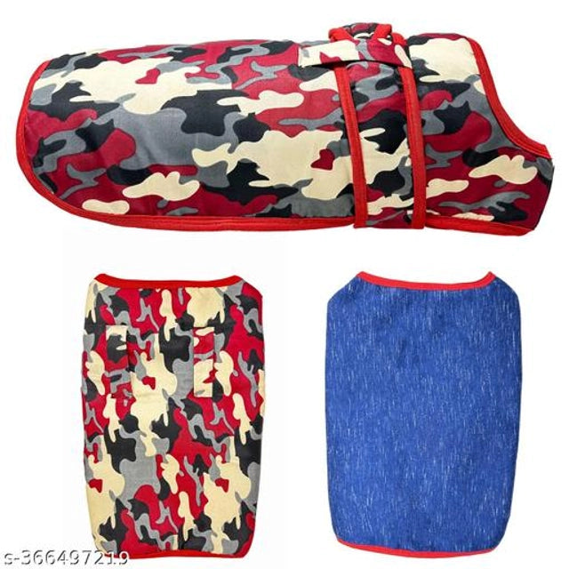 Fabric Winter Army Print Coat for Dog (Multicolor, 24 inches)